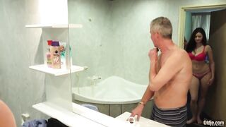 Huge Boobed barely legal gets her cunt banged! by grandpa irresistible big