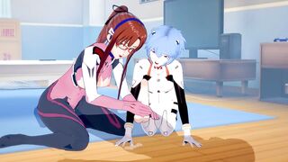 [Evangelion]Mari and Rei 3 Way(3d Hentai)