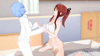 [Evangelion]Mari and Rei 3 Way(3d Hentai)