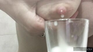 beauty Milf Drained her Breasts with Milk and Drank