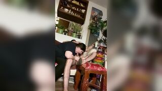 My friends lover sucked my dick into her sandals