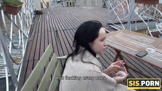 SIS.PORN. Bad minx takes orange top off to make friend
