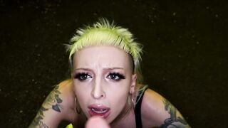 Turned On chav eighteen sucks cock and takes HUGE facial inside