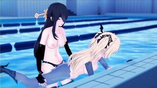 Genshin Impact - Beidou Gets her Cunt Eaten, then Fucks Fischl inside
