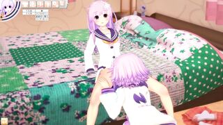 3D ANIME YURI Neptunia and Nepgear Pounded in the Room