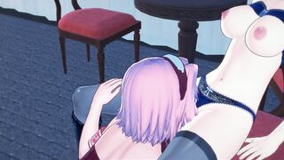 Sakura Eating Hinata's Cunt, Trib until Orgasm. Naruto Lesbo Hentai.