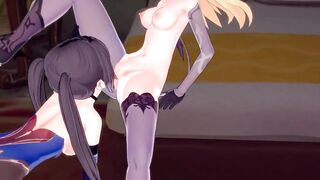 Fischl Gets Finger Bang by Mona, Gets Vagina Eaten. Genshin Impact Dyke