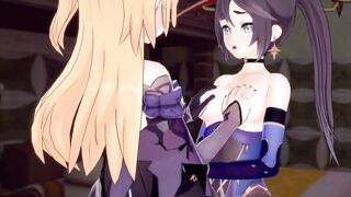 Fischl Gets Finger Bang by Mona, Gets Vagina Eaten. Genshin Impact Dyke