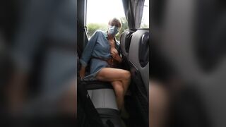 Crossed Legs Orgasm into Public Bus