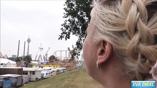EVA ENGEL: Outside Cumshot with stranger on a Fun Fair