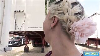 EVA ENGEL: Outside Cumshot with stranger on a Fun Fair