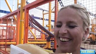 EVA ENGEL: Outside Cumshot with stranger on a Fun Fair
