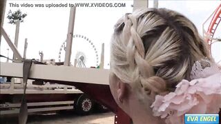 EVA ENGEL: Outside Cumshot with stranger on a Fun Fair