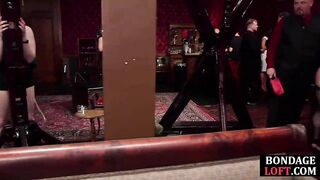 BONDAGE slave assfucked into front of bdsm group
