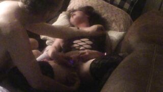 DILF Hubby Fucks Nympho Fiance with Thick Vibrator to Eye