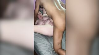 RIGGING. White thot gets tossed by two big black dick