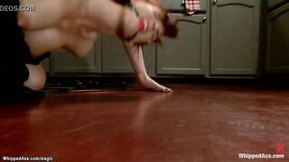 Red Haired 18 year old whipping big boobed stepmom