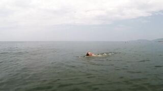 Incredible Sexy Fiance Swimming Naked on Ada Bojana FKK Resort