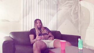 Self Chilling Ebony Penis, Cumming All Over My Couch