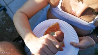 Wild Food Porn Fantasy. Eating my Pizza with Cum Topping.