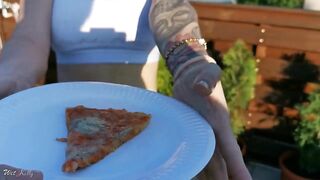 Wild Food Porn Fantasy. Eating my Pizza with Cum Topping.