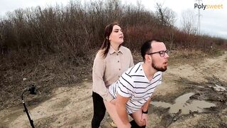 My bitch screamed loudly so she ate her cum) (pegging,