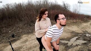 My bitch screamed loudly so she ate her cum) (pegging,