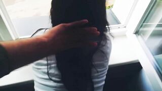 School Girl Plowed by the Window with a Facial