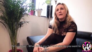 Long titted slutty blonde MILF experiences her first gang-bang with