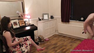 Anally Plugged Chastity Sub Cleans for Lover