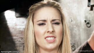 Tied blonde trainee rides bbcs