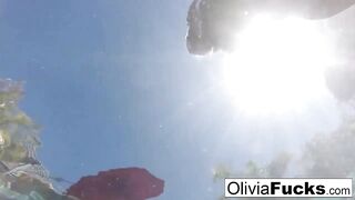 Olivia has some summer fun inside the pool