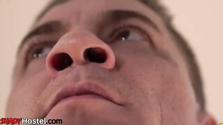 Hostel babes publicly doggystyled by pissing tom