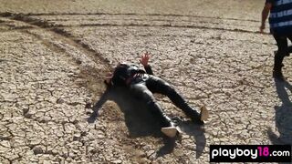 Playboy camgirl Chelsie Aryn gets naked inside the desert outdoors