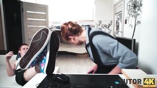 TUTOR4K. English trainer bald her cherry like knowing inside advance