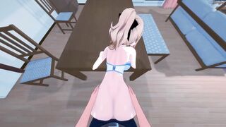 Jean gets pov screwed on a table before taking doggy style
