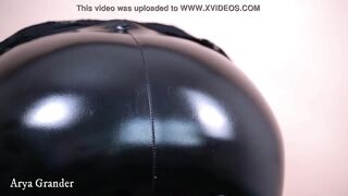 shiny ebony leather vinyl pvc pants film showing off