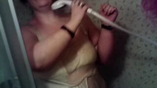 Dressed BBW Taking A Shower