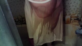 Dressed BBW Taking A Shower