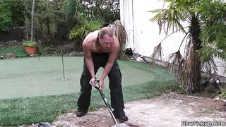 Chubby women inside Panties Seduces Garden Worker