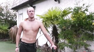 Chubby women inside Panties Seduces Garden Worker