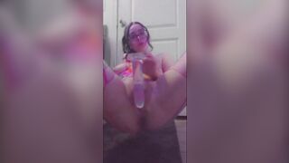 milf Plays with self on Restroom Sink with new Vibrator