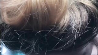 Blowing cock into the college parking lot before class