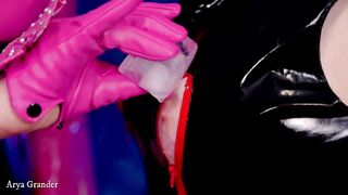 Sexual Ice Cube Slow Lesbo Play 4k. RUBBER Clothes female domination