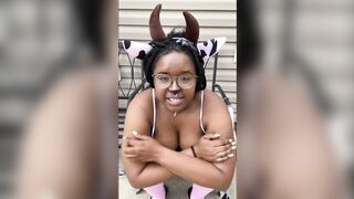 Thick Cow Smokes Weed and Pees outdoors