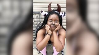 Thick Cow Smokes Weed and Pees outdoors