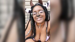 Thick Cow Smokes Weed and Pees outdoors
