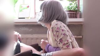 Masked Women on her Knees Titjob my Dick