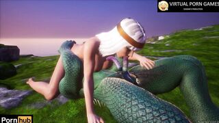 Furry Crocodile Sex with two Dicks 4K 60 FPS Animation