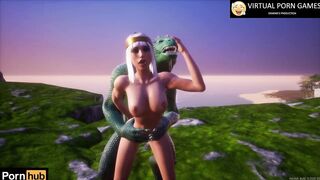 Furry Crocodile Sex with two Dicks 4K 60 FPS Animation